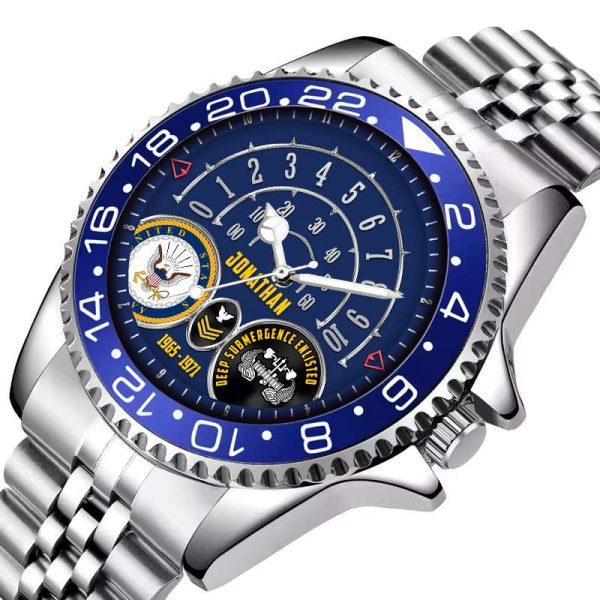 Customized Us Navy Badge Ss7 – Silver Classic Stainless Steel Watch (5)