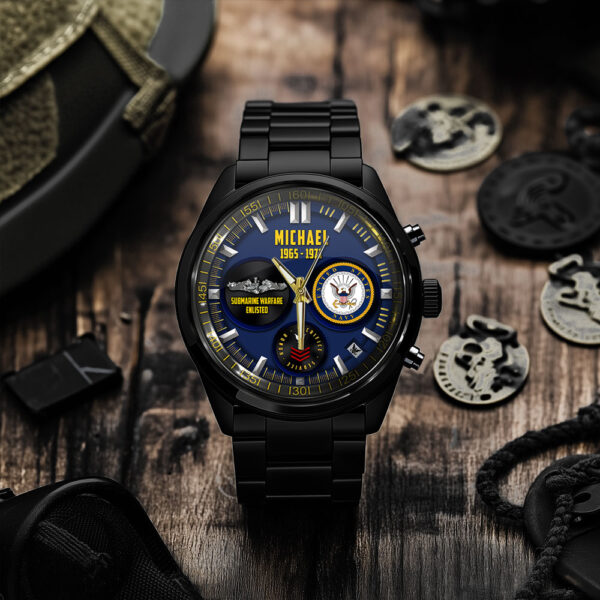 Navy Badge Watch Stainless Steel Black SS1 (7)