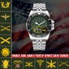 1 Army Enlisted Ranks And Insignia Army Branch Black Stainless Steel Silver Watch SS7 1