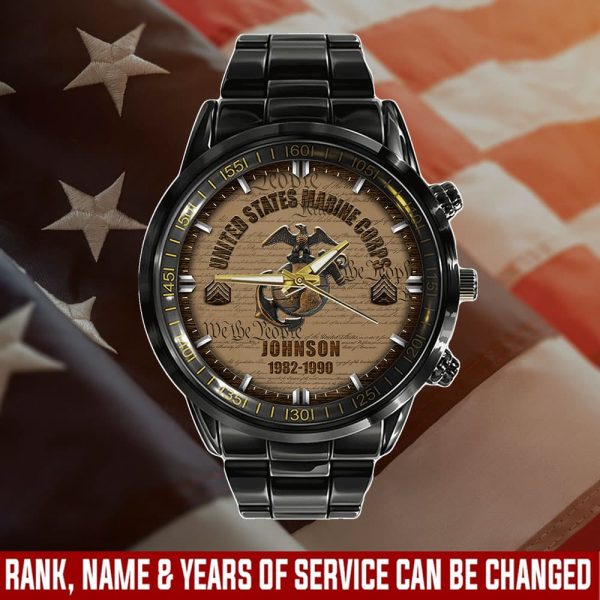 1 Birthday United States Marine Corps USMC Battailons Black Stainless Steel Watch SS11 1