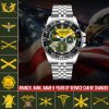 1 Enlisted Army Ranks Army Branch Black Stainless Steel Silver Watch SS10 1