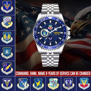 1 Enlisted Ranks Air Force Airforce Command Stainless Steel Silver Watch SS8 1