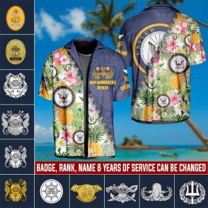 1 Navy Badge Aloha Shirt