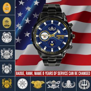 1 Navy Fat Percentage Calculator Navy Badge Black Stainless Steel Watch SS8 1