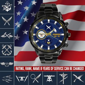 1 Navyfolder Navy Rating Black Stainless Steel Watch SS8 1