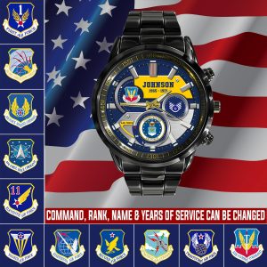 1 United State Air Force Airforce Command Black Stainless Steel Watch SS10 1