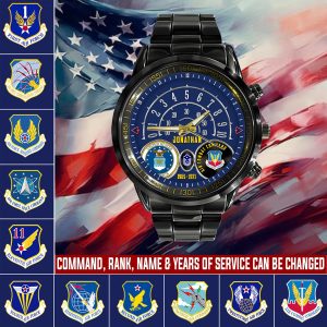 1 Us Afb Airforce Command Black Stainless Steel Watch SS7 1