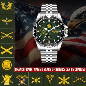 1 Us Army Army Branch Black Black Stainless Steel Watch SS8 1