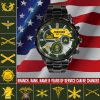 1 Us Army Rank Army Branch Black Black Stainless Steel Watch SS10 1