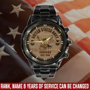 1 Us Navy Logo Navy Badge Black Stainless Steel Watch SS11 1