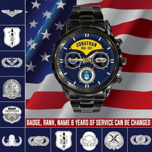 1 Usaffolder Airforce Badge Black Stainless Steel Watch SS9 1