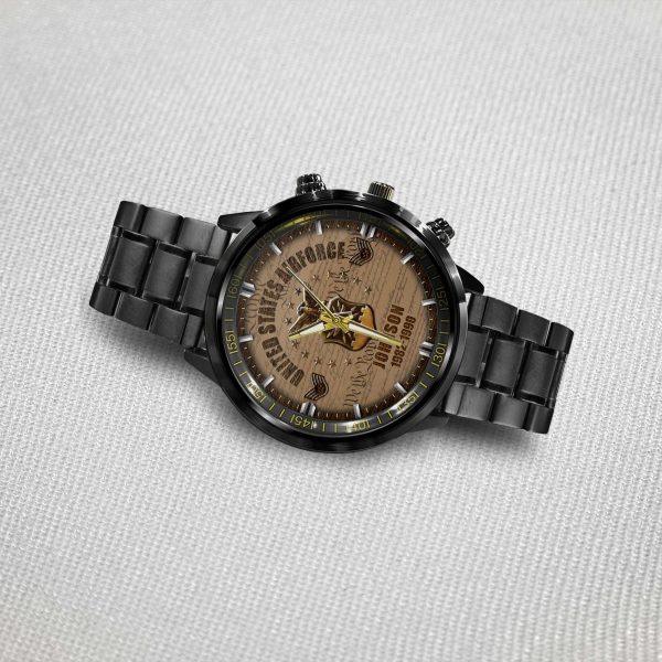 Air Force Military Ranks Black Stainless Steel Watch SS11 2