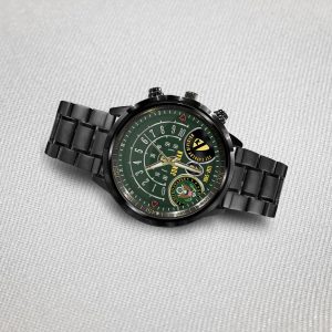 American Military Ranks Army Division Black Stainless Steel Watch SS7 5