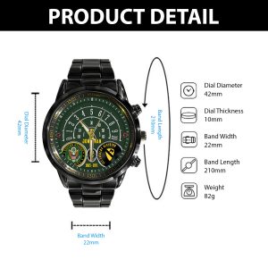 American Military Ranks Army Division Black Stainless Steel Watch SS7 6