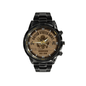 Army Ranks Chart Army Branch Black Black Stainless Steel Watch SS11 1