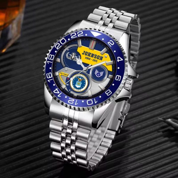 Bases Us Air Force Airforce Badge Stainless Steel Silver Watch SS10 3