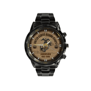 Birthday United States Marine Corps USMC Battailons Black Stainless Steel Watch SS11 1