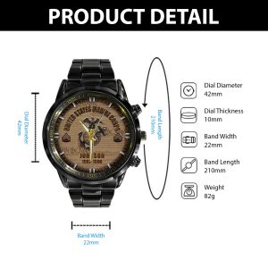 Birthday United States Marine Corps USMC Battailons Black Stainless Steel Watch SS11 5