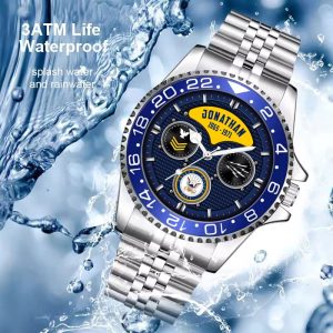 Body Fat Percentage Calculator Navy Navy Rating Stainless Steel Silver Watch SS9 6