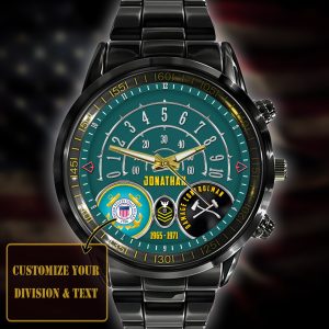 Coast Guard New London USCG Rating Black Stainless Steel Watch SS7 4