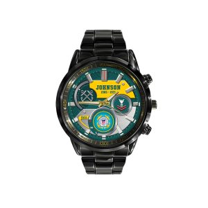 Coast Guard Officer Insignia USCG Rating Black Stainless Steel Watch SS10 3