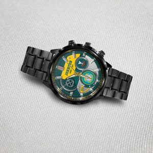 Coast Guard Officer Insignia USCG Rating Black Stainless Steel Watch SS10 5