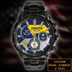 Columbia Class Submarine Navy Rating Black Stainless Steel Watch SS10 2