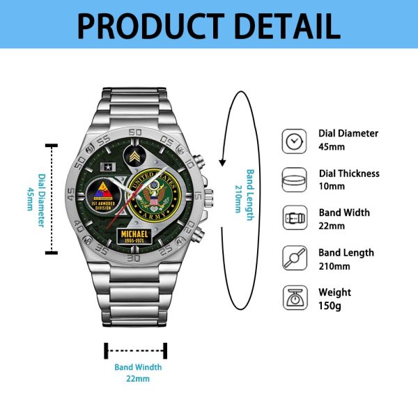 Custom Army Division stainless Watch ss13 5