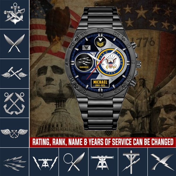 Custom Navy Rating Stainless Watch ss13 1