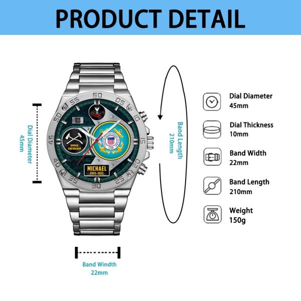 Custom USCG Rating Stainless Watch ss13 5