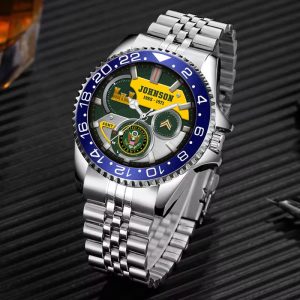 Enlisted Army Ranks Army Branch Black Stainless Steel Silver Watch SS10 2