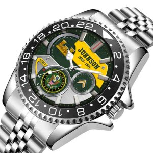 Enlisted Army Ranks Army Branch Black Stainless Steel Silver Watch SS10 4