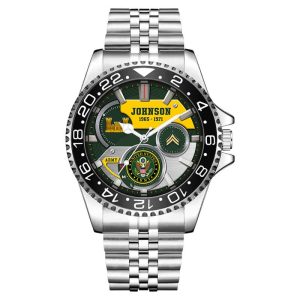 Enlisted Army Ranks Army Branch Black Stainless Steel Silver Watch SS10 8