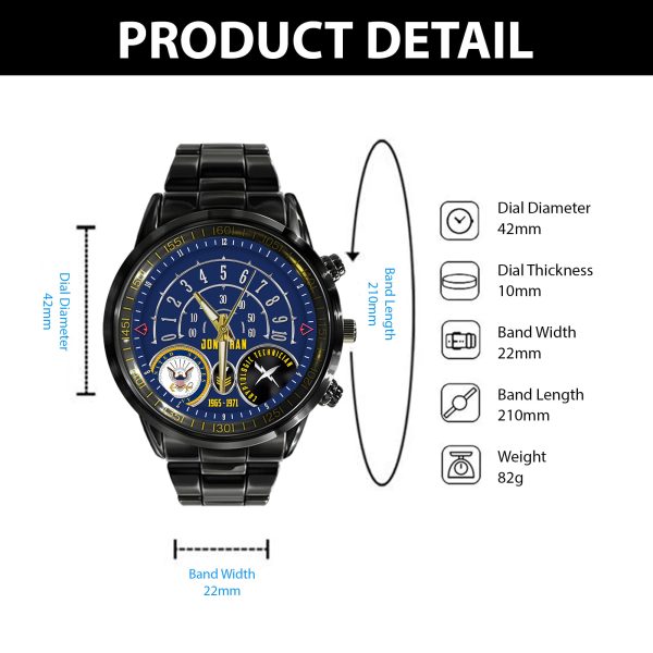 Logo Us Navy Navy Rating Black Stainless Steel Watch SS7 4