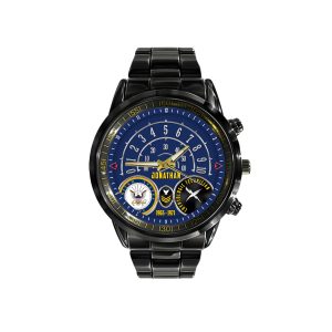 Logo Us Navy Navy Rating Black Stainless Steel Watch SS7 6