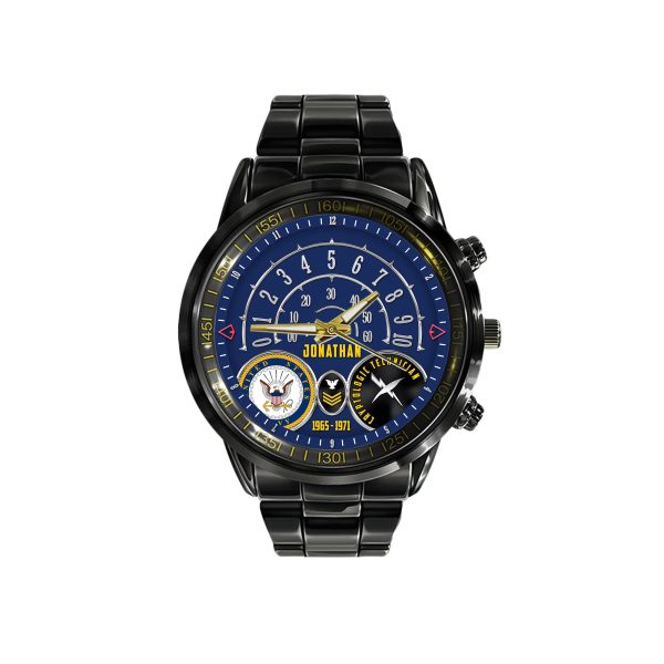 Logo Us Navy Navy Rating Black Stainless Steel Watch SS7 6