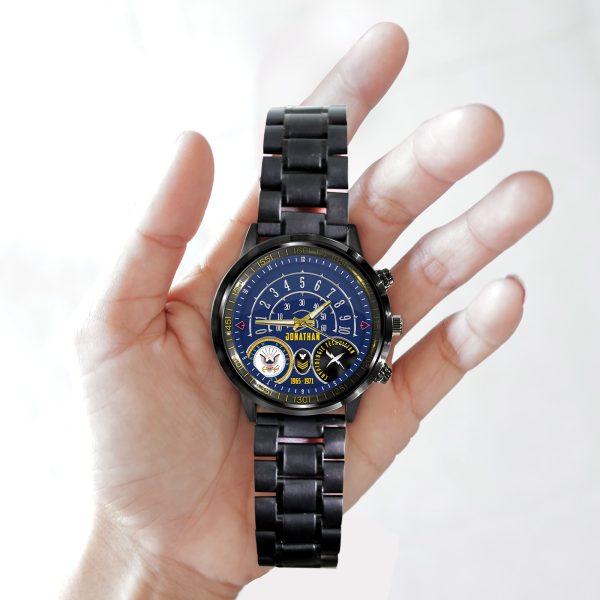 Logo Us Navy Navy Rating Black Stainless Steel Watch SS7 7