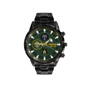 Military Order Ranks Army Division Black Stainless Steel Watch SS8 6