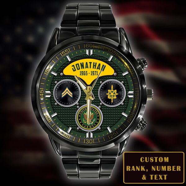 Military Ranks Army Officer Army Branch Black Black Stainless Steel Watch SS9 2