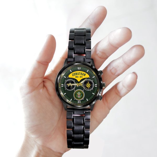 Military Ranks Army Officer Army Branch Black Black Stainless Steel Watch SS9 7