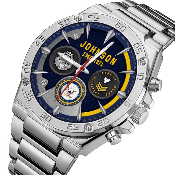 Navy Badge Watches Men Silver SS14 5