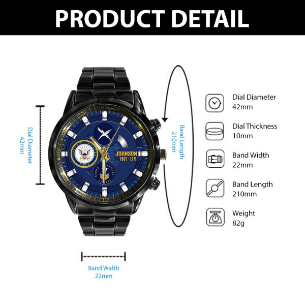 Navyfolder Navy Rating Black Stainless Steel Watch SS8 7