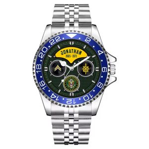 Officer Ranks Army Army Branch Black Stainless Steel Silver Watch SS9 3