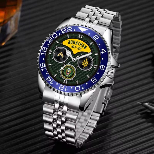 Officer Ranks Army Army Branch Black Stainless Steel Silver Watch SS9 5
