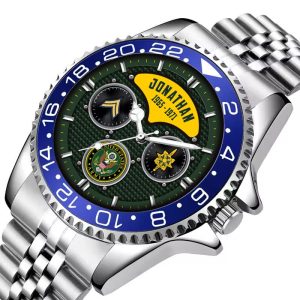 Officer Ranks Army Army Branch Black Stainless Steel Silver Watch SS9 6