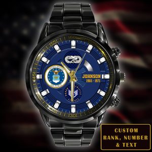 Ranks In The Military Air Force Airforce Badge Black Stainless Steel Watch SS8 2
