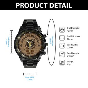 USCG Military Ranks Black Stainless Steel Watch SS112