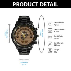USMC Military Ranks Black Stainless Steel Watch SS112