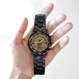 United States Air Base Airforce Badge Black Stainless Steel Watch SS11 3