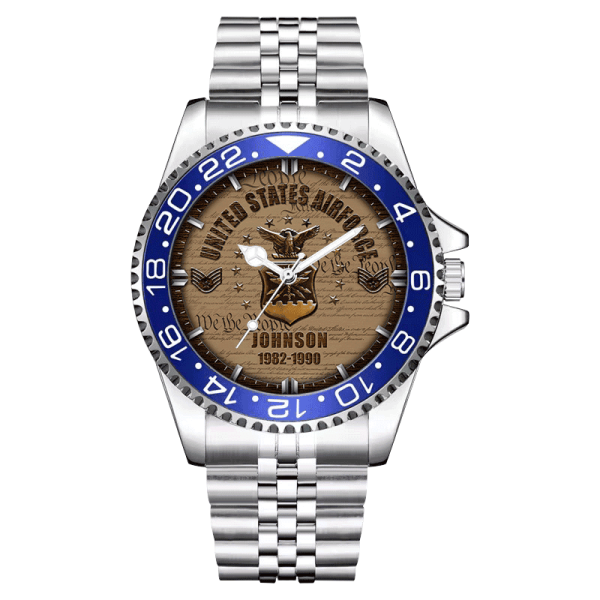 United States Air Bases Airforce Badge Stainless Steel Silver Watch SS11 2